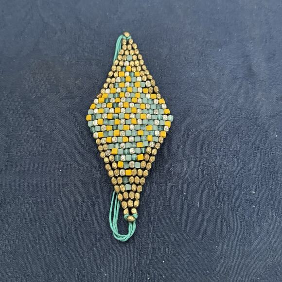 NWT Kenneth Cole Yellow Green Gold Silver Tone Bead‎ Turquoise Cord Bracelet - Picture 5 of 5